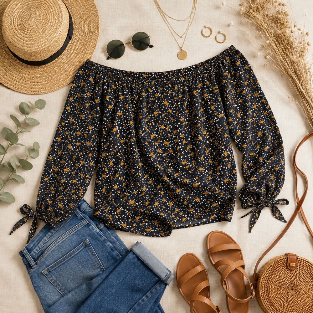 Madewell 100% Silk Off-the-Shoulder Top in Falling Leaves